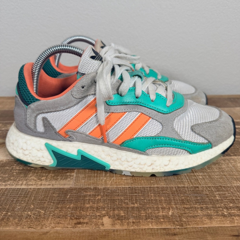 Adidas Tres Run Sneakers Mens 7 Womens 8 White Bliss Coral Boost Athletic EF7650